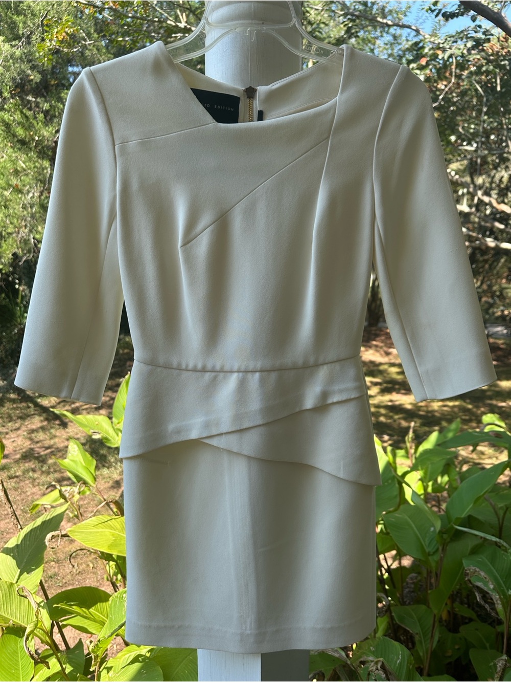 Roland Mouret Cream Structured Peplum Mini Dress